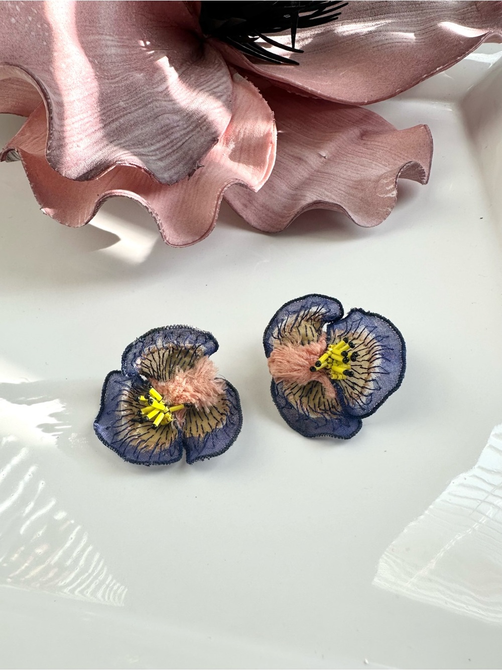 MIGNONNE GAVIGAN Purple Pansy Stud Earrings